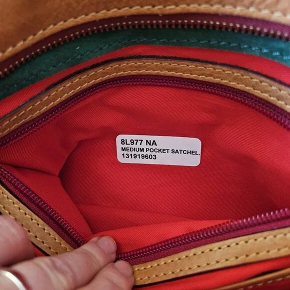 Dooney & Bourke Medium Pocket Satchel Tan Leather Tassel Bag Crossbody 8L977 - Picture 5 of 16